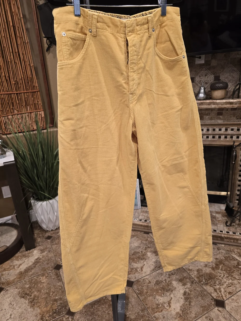 We The Free  Yellow Corduroy  Barrel Pants